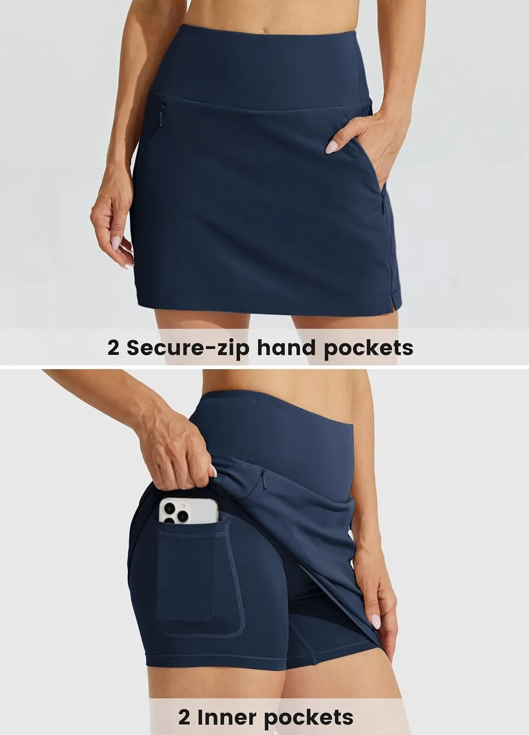 Willit Women's Golf Skirts High Waisted Skorts Quick Dry Athletic Casual Skorts Pockets