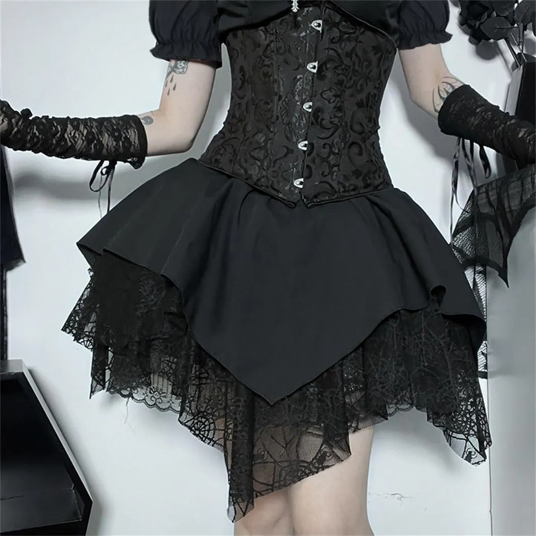 win2win Punk Goth Skirt Black Gothic Grunge Y2k Skirts for Women or Teen Girls