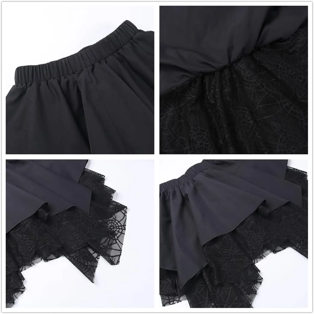 win2win Punk Goth Skirt Black Gothic Grunge Y2k Skirts for Women or Teen Girls
