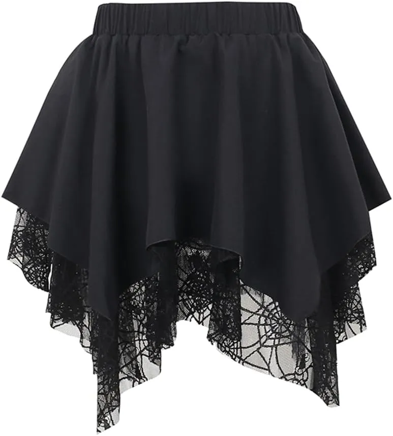 win2win Punk Goth Skirt Black Gothic Grunge Y2k Skirts for Women or Teen Girls