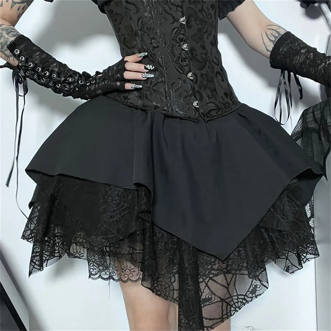 win2win Punk Goth Skirt Black Gothic Grunge Y2k Skirts for Women or Teen Girls