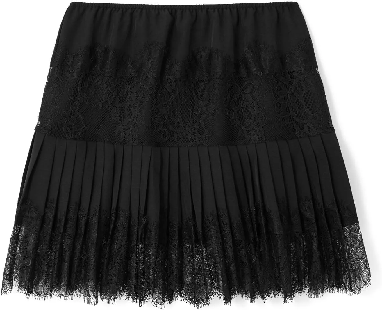Women Y2k Lace Trim Slip Skirt Mini Pleated Ruffle Floral Tiered Short Skirts Half Underskirt Streetwear