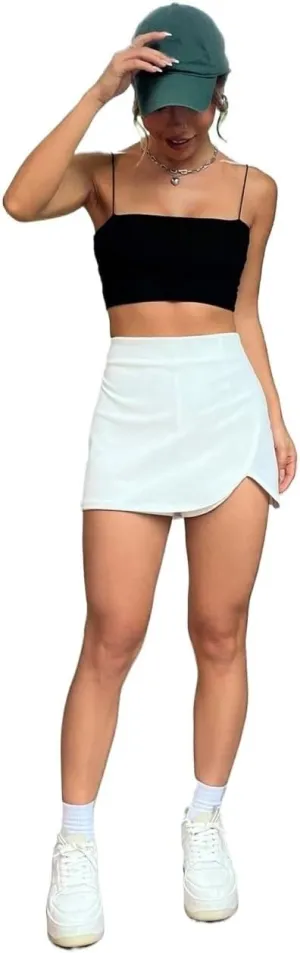 Women's 2025 Casual Plain Shorts Asymmetrical Skort