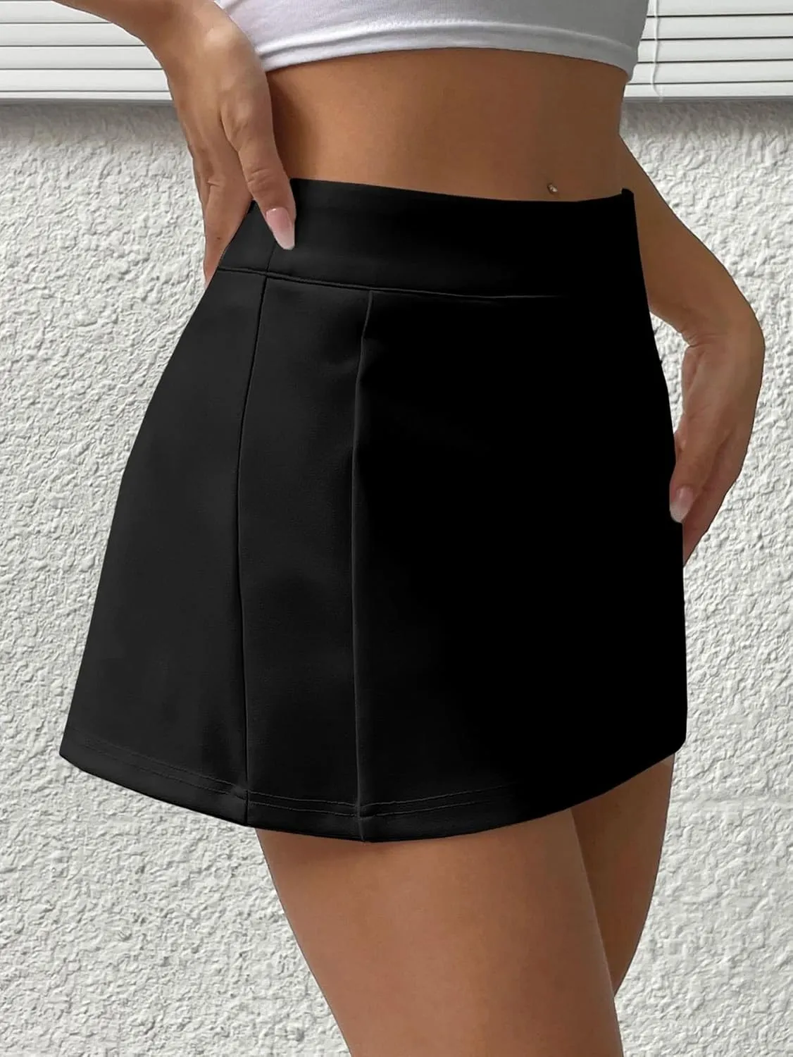 Women's 2025 Casual Plain Shorts High Waist Skort