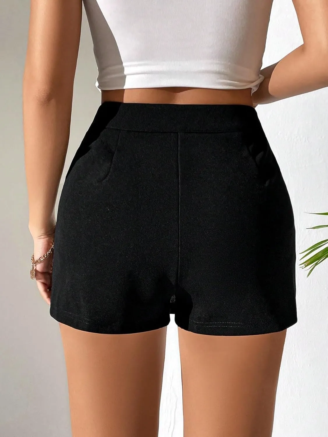 Women's 2025 Casual Plain Shorts Slit Skort