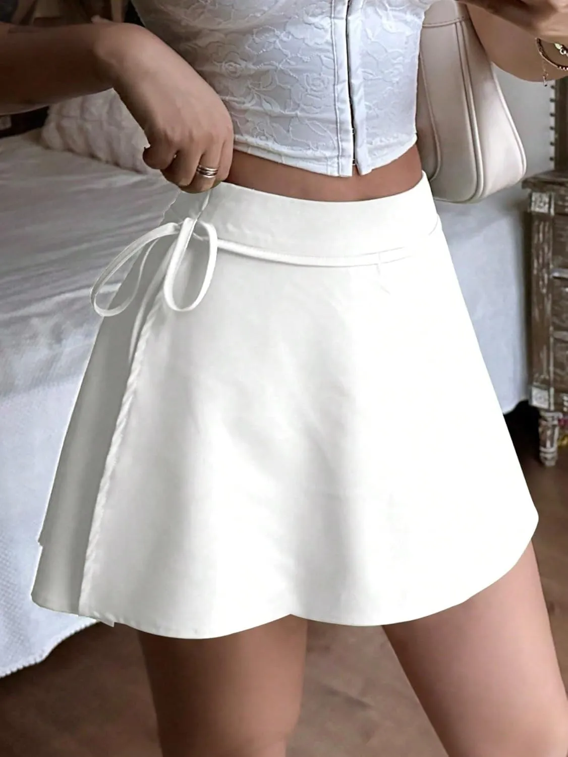 Women's 2025 Casual Plain Shorts Solid Color Casual Loose Skort