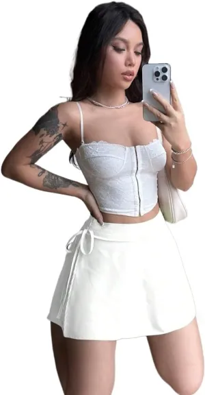 Women's 2025 Casual Plain Shorts Solid Color Casual Loose Skort