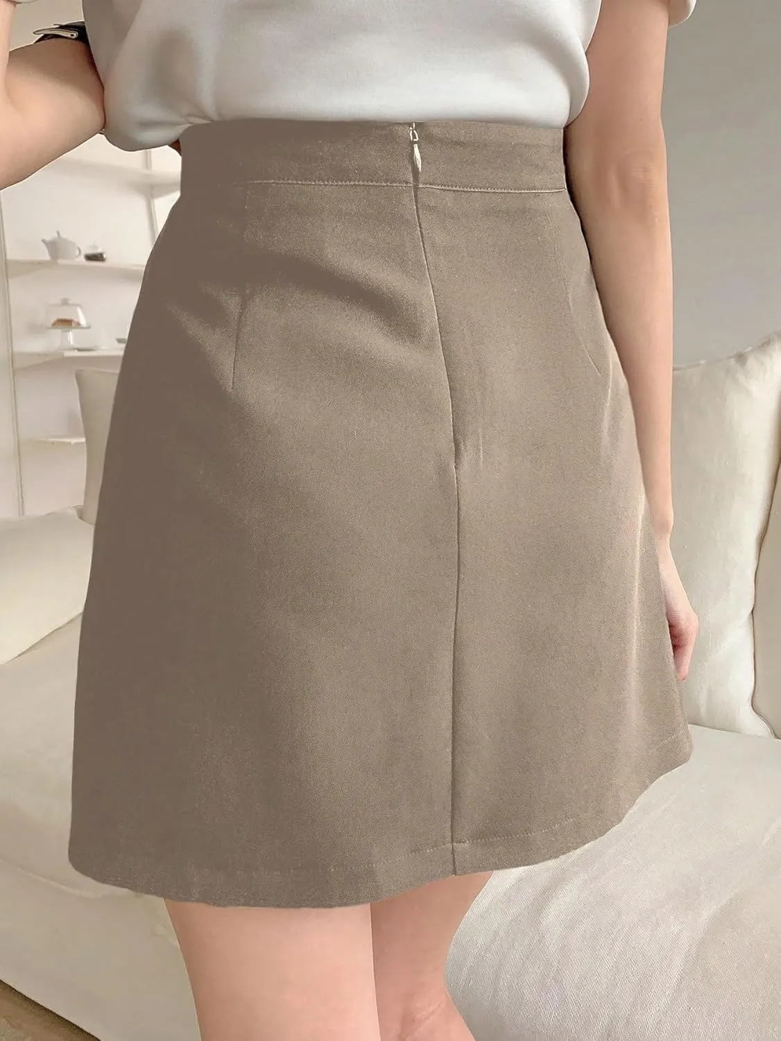 Women's 2025 Casual Plain Shorts Solid Color Slit Casual Loose Skorts