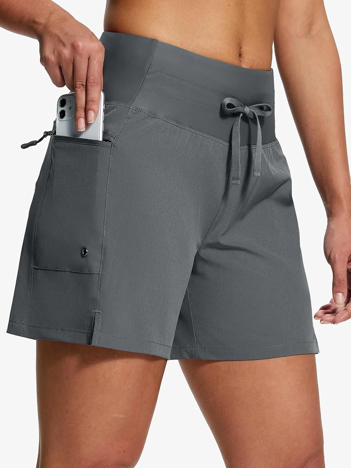 Women's 5"/9" High Waisted Swim Board Shorts Quick Dry UPF 50  Womens Swim Trunks Bottoms with Liner Zipper Pockets