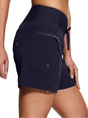Women's 5"/9" High Waisted Swim Board Shorts Quick Dry UPF 50  Womens Swim Trunks Bottoms with Liner Zipper Pockets