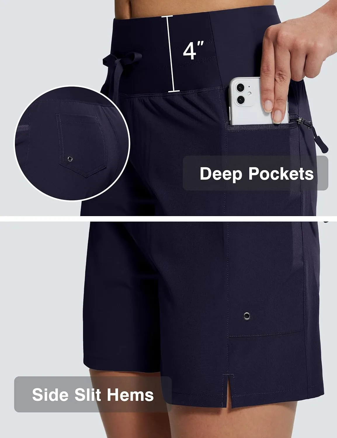 Women's 5"/9" High Waisted Swim Board Shorts Quick Dry UPF 50  Womens Swim Trunks Bottoms with Liner Zipper Pockets