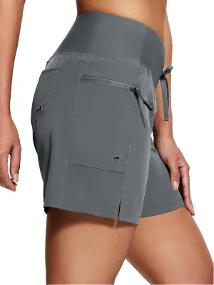 Women's 5"/9" High Waisted Swim Board Shorts Quick Dry UPF 50  Womens Swim Trunks Bottoms with Liner Zipper Pockets