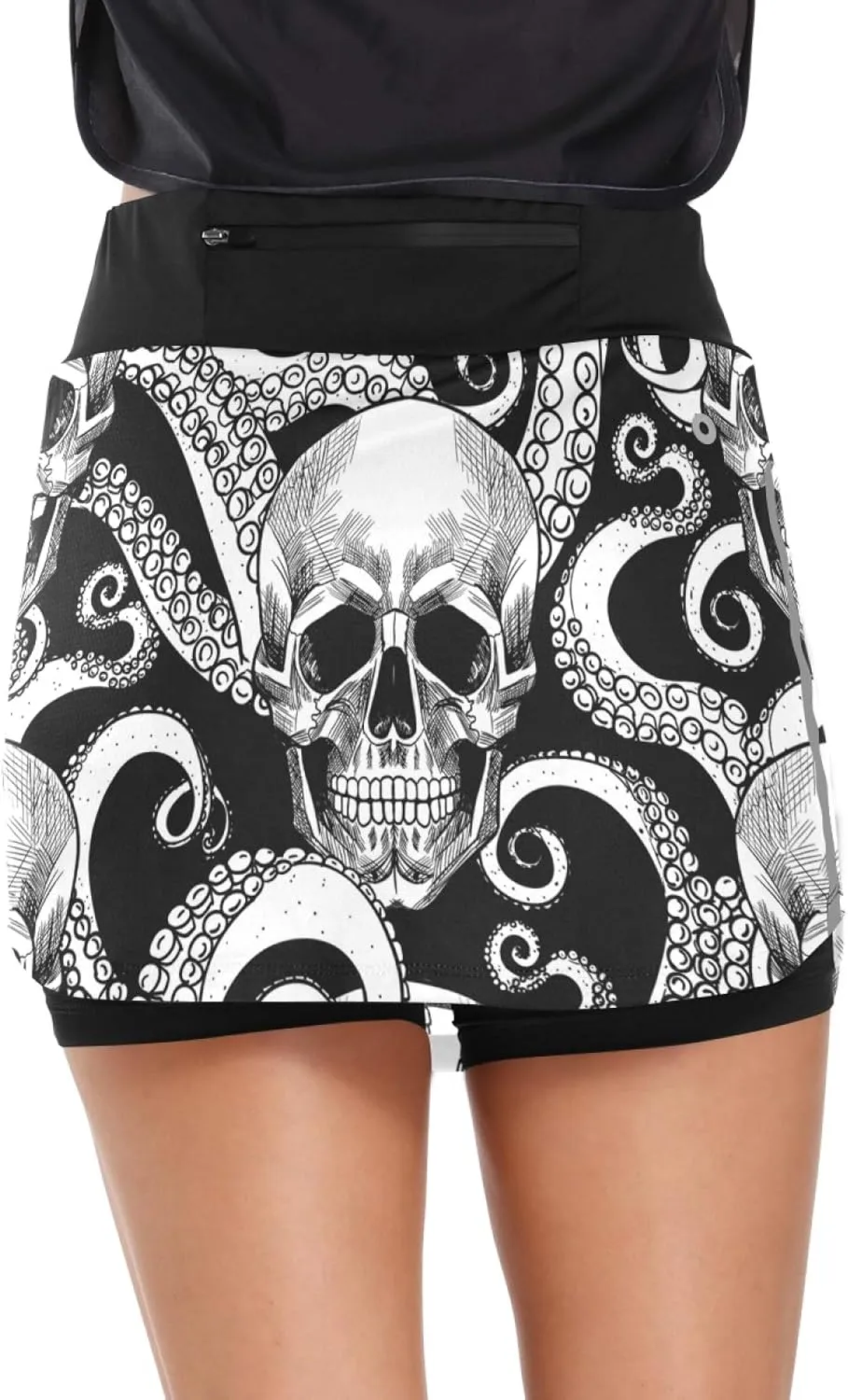 Women's Athletic Skorts - Skull Octopus Sports Skirts with Shorts & Pockets for Tennis Running