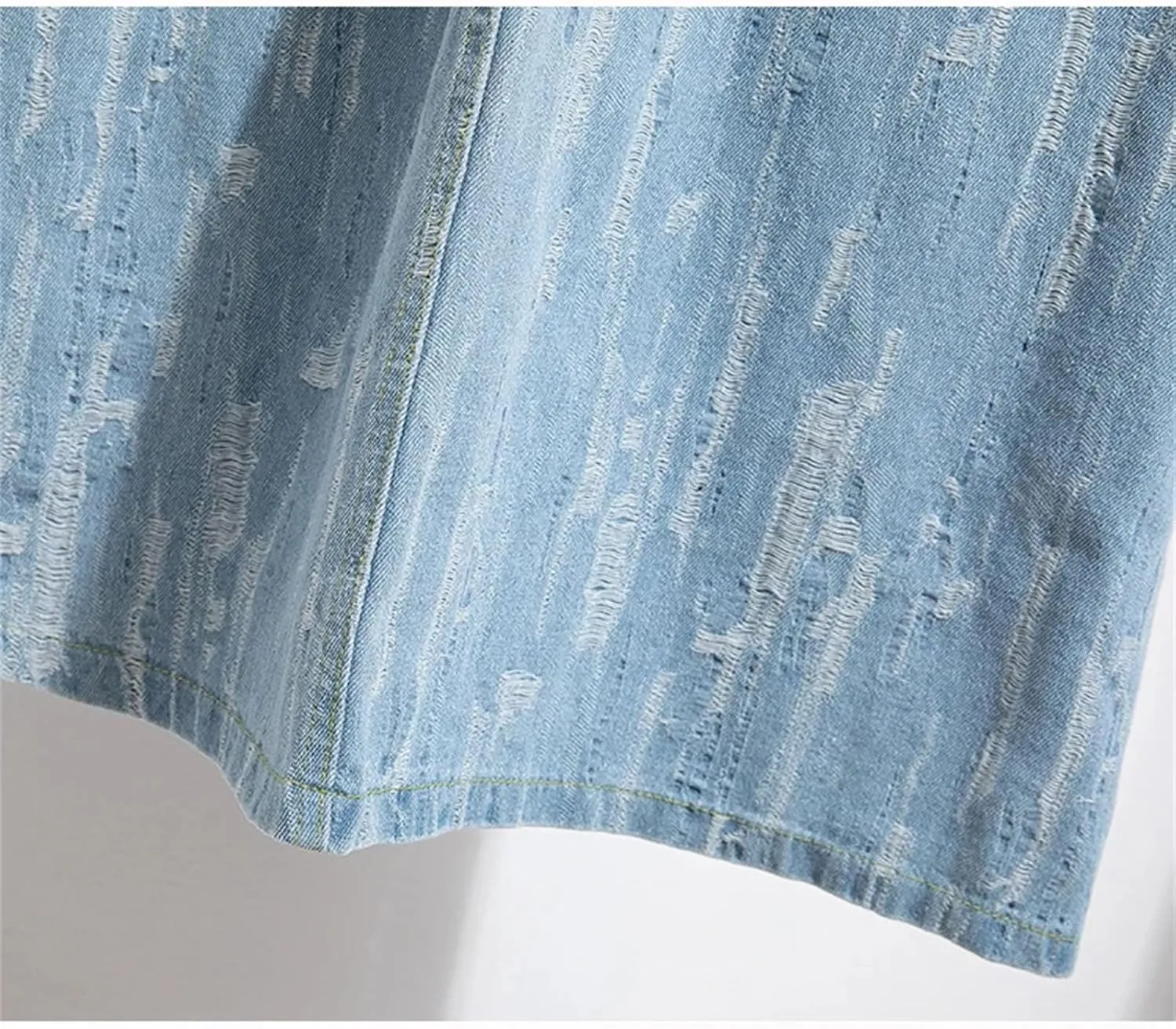 Women's Casual High-Waisted Drawstring Denim Skirt Plus Size Pleated Split Jeans Skirts