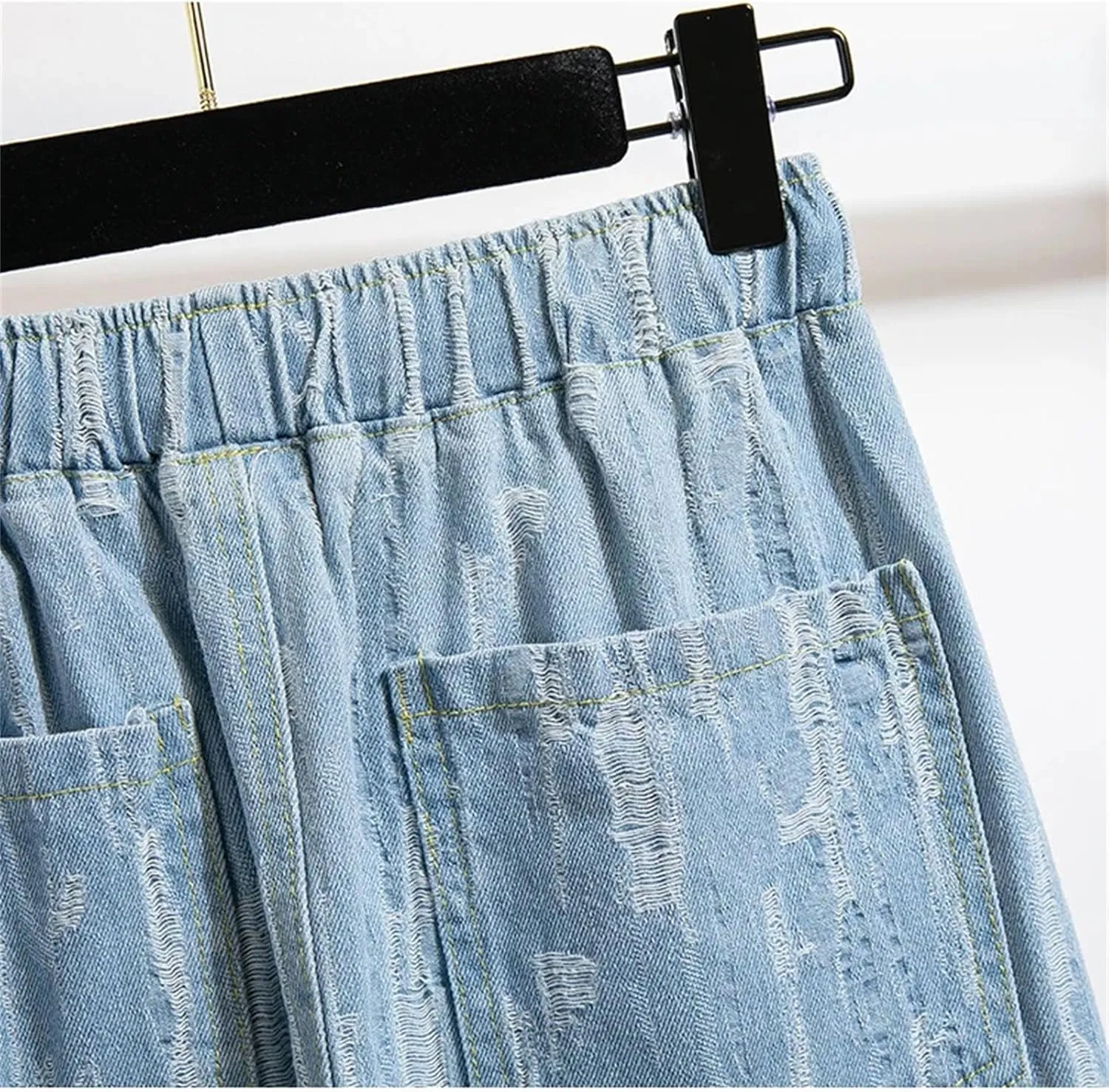 Women's Casual High-Waisted Drawstring Denim Skirt Plus Size Pleated Split Jeans Skirts
