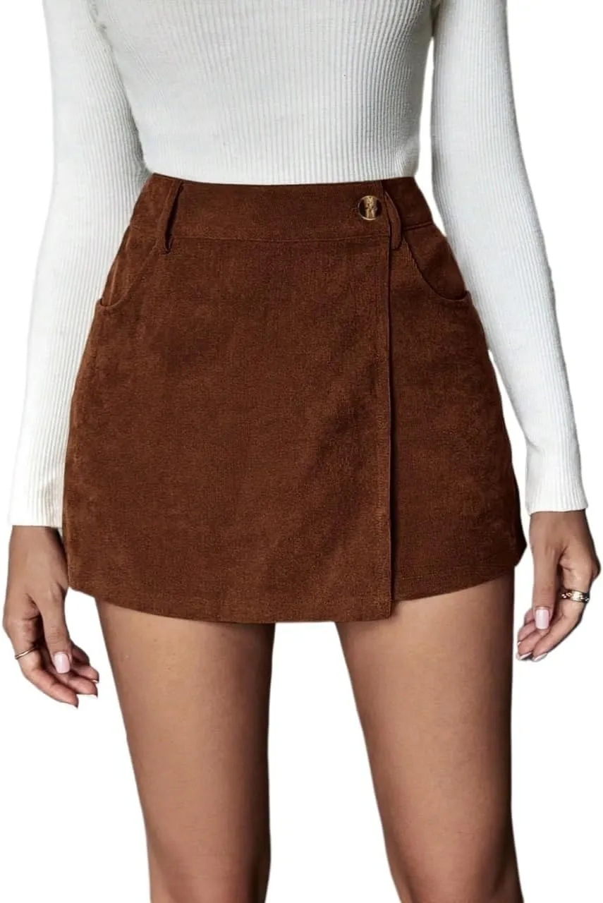 Women's Casual Shorts Skorts Solid Color Wrapped Skorts