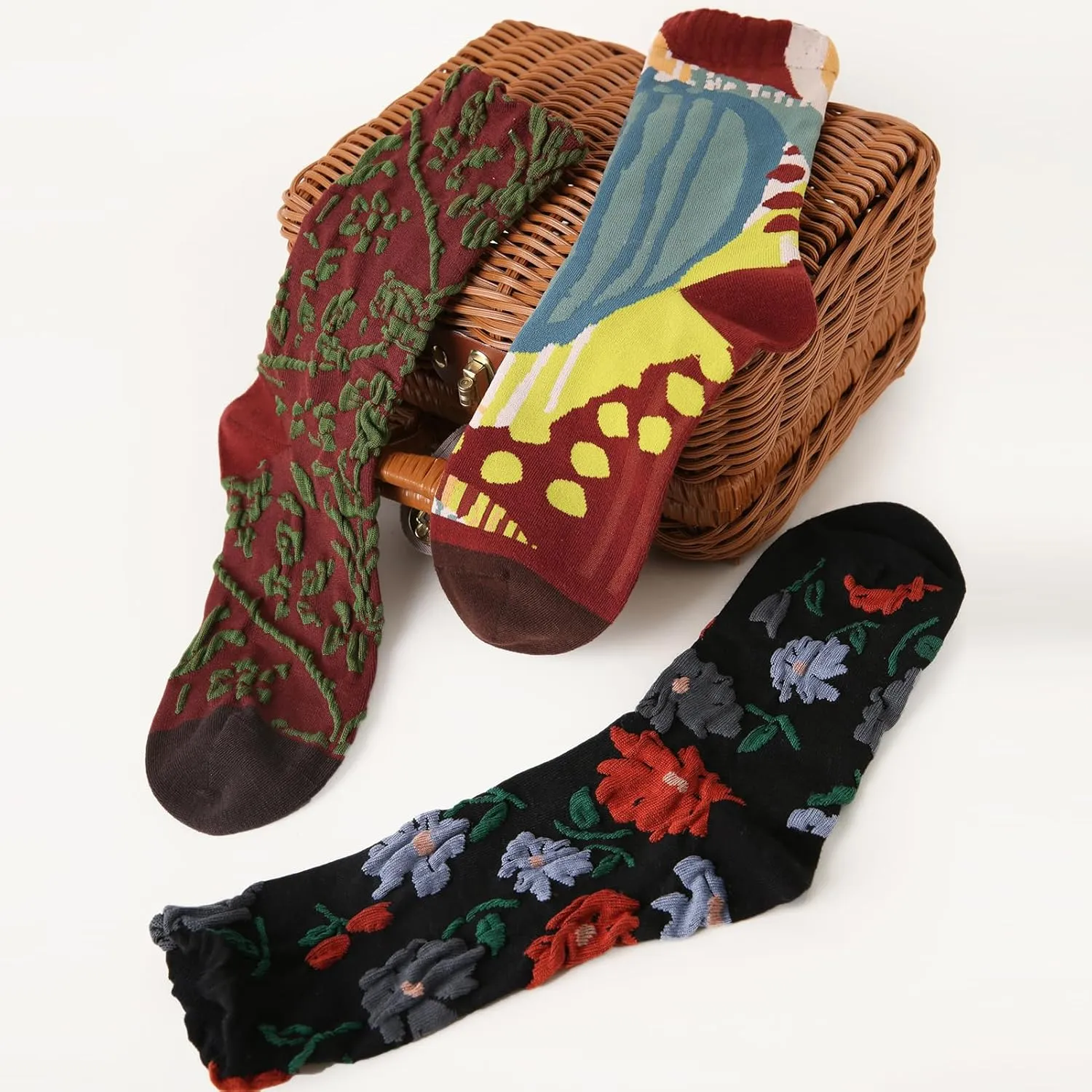 Women's Cute Funny Novelty Funky Crew Cotton Socks (fit women's shoe size 5-9) 3 Pairs
