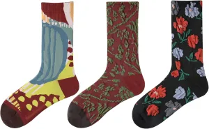 Women's Cute Funny Novelty Funky Crew Cotton Socks (fit women's shoe size 5-9) 3 Pairs