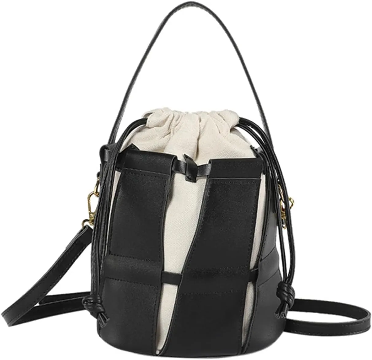 Women's Fashion Top Handle Bucket Bag PU Leather Hollow Out Crossbody Casual Tote Shoulder Bag Simple Handbag Pursebag1824OWOISS