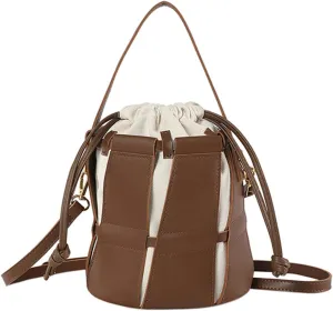 Women's Fashion Top Handle Bucket Bag PU Leather Hollow Out Crossbody Casual Tote Shoulder Bag Simple Handbag Pursebag232OWOISS