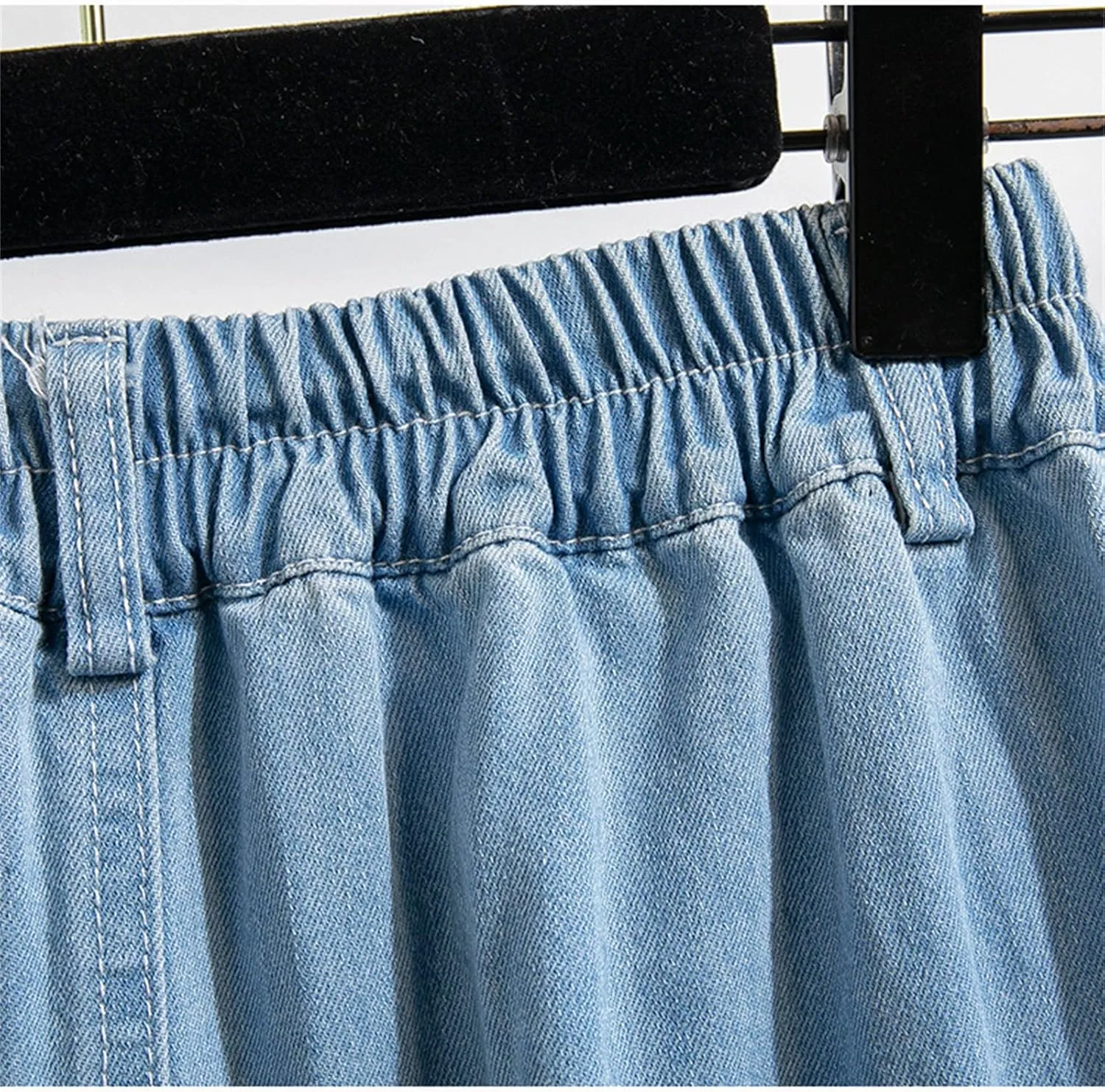 Women's High Elastic Waist Denim Skirt A Line Midi Jeans Skirts Korean Fashion Denim Skirt