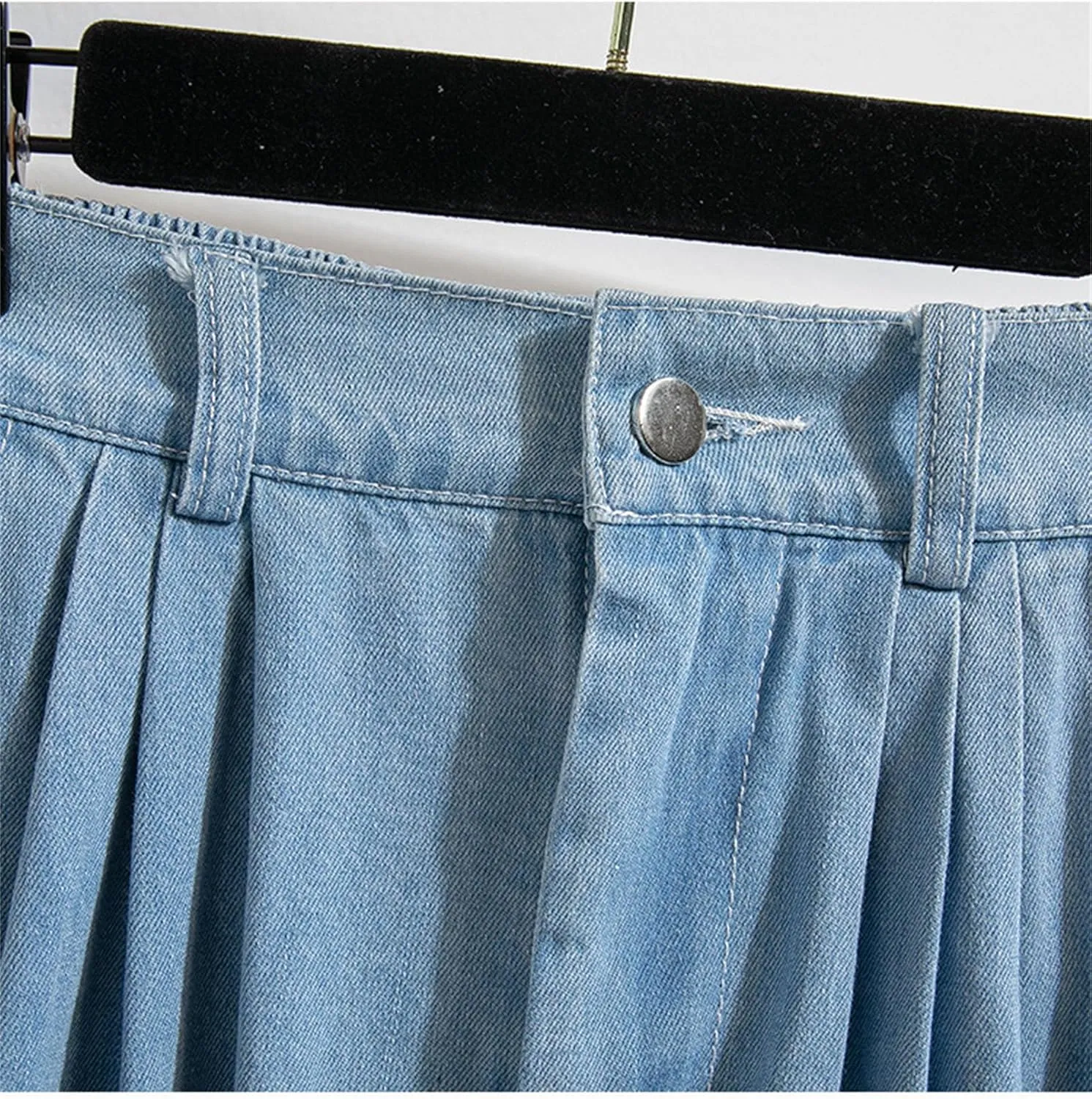 Women's High Elastic Waist Denim Skirt A Line Midi Jeans Skirts Korean Fashion Denim Skirt