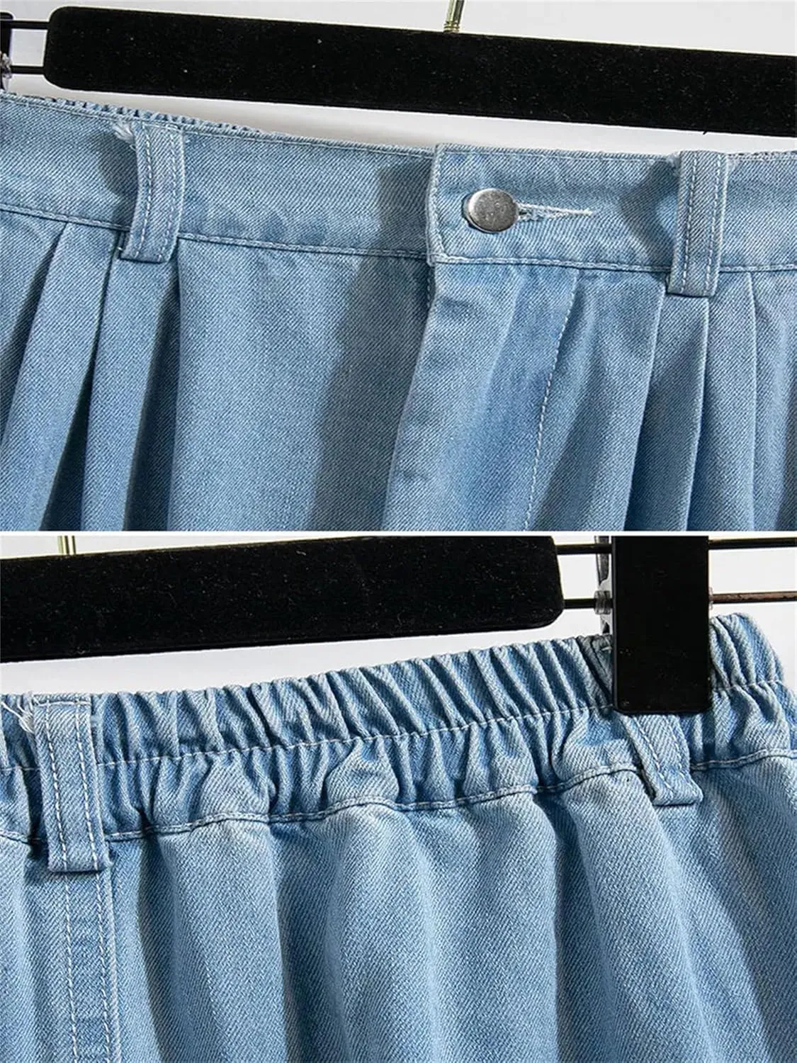 Women's High Elastic Waist Denim Skirt A Line Midi Jeans Skirts Korean Fashion Denim Skirt