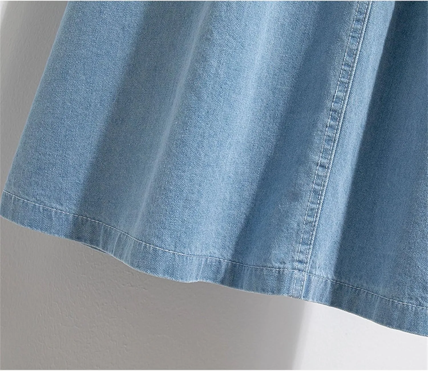 Women's High Elastic Waist Denim Skirt A Line Midi Jeans Skirts Korean Fashion Denim Skirt
