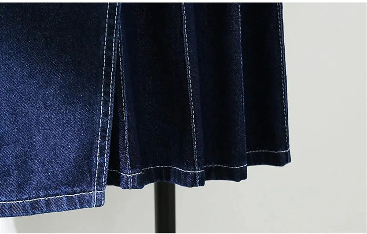 Women's High Waist Split Pleated Jeans Skirts Vintage Long Maxi Denim Skirts with Pockets