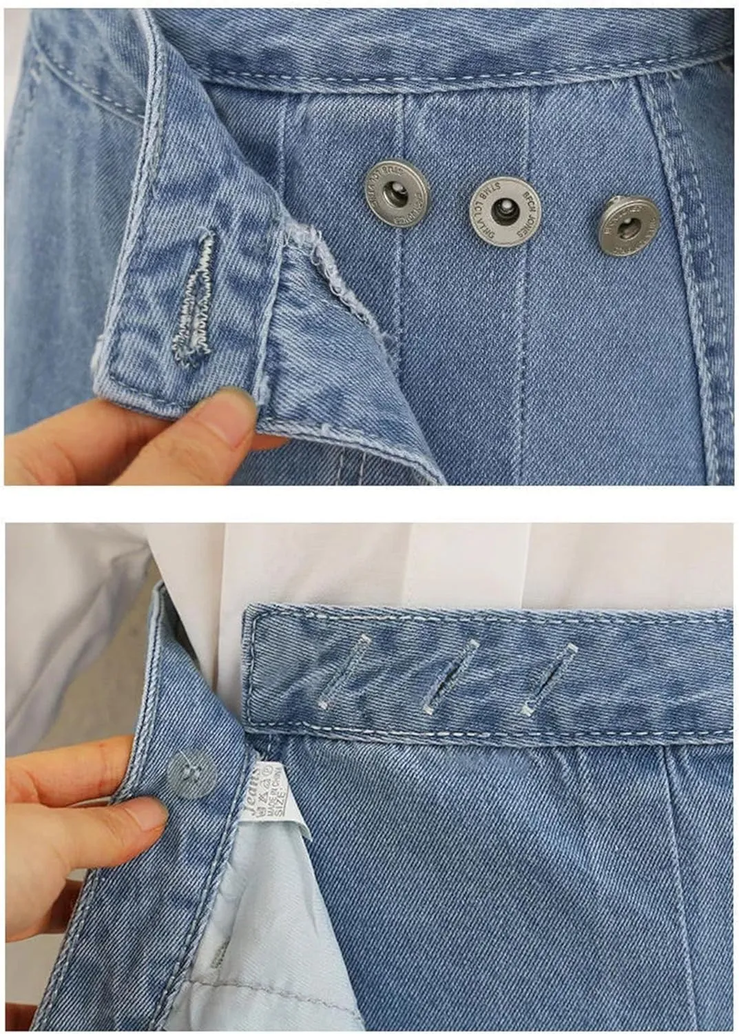 Women's High Waist Split Pleated Jeans Skirts Vintage Long Maxi Denim Skirts with Pockets