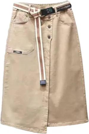 Women's Irregular Denim Skirt Elastic High Waisted A-Line Buttocks Wrapped Jeans Skirts