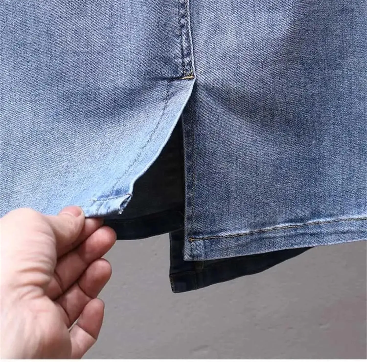 Women's Irregular Denim Skirt Elastic High Waisted A-Line Buttocks Wrapped Jeans Skirts