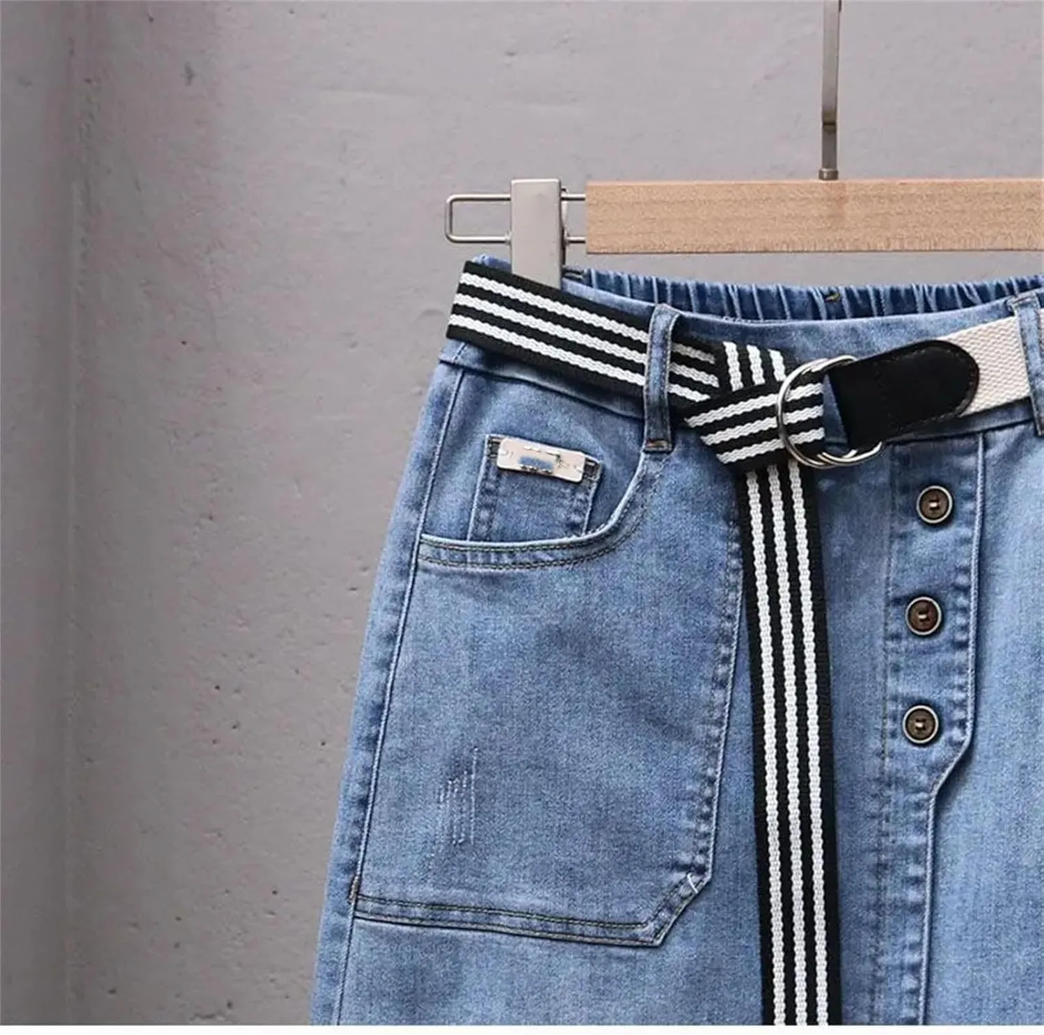 Women's Irregular Denim Skirt Elastic High Waisted A-Line Buttocks Wrapped Jeans Skirts