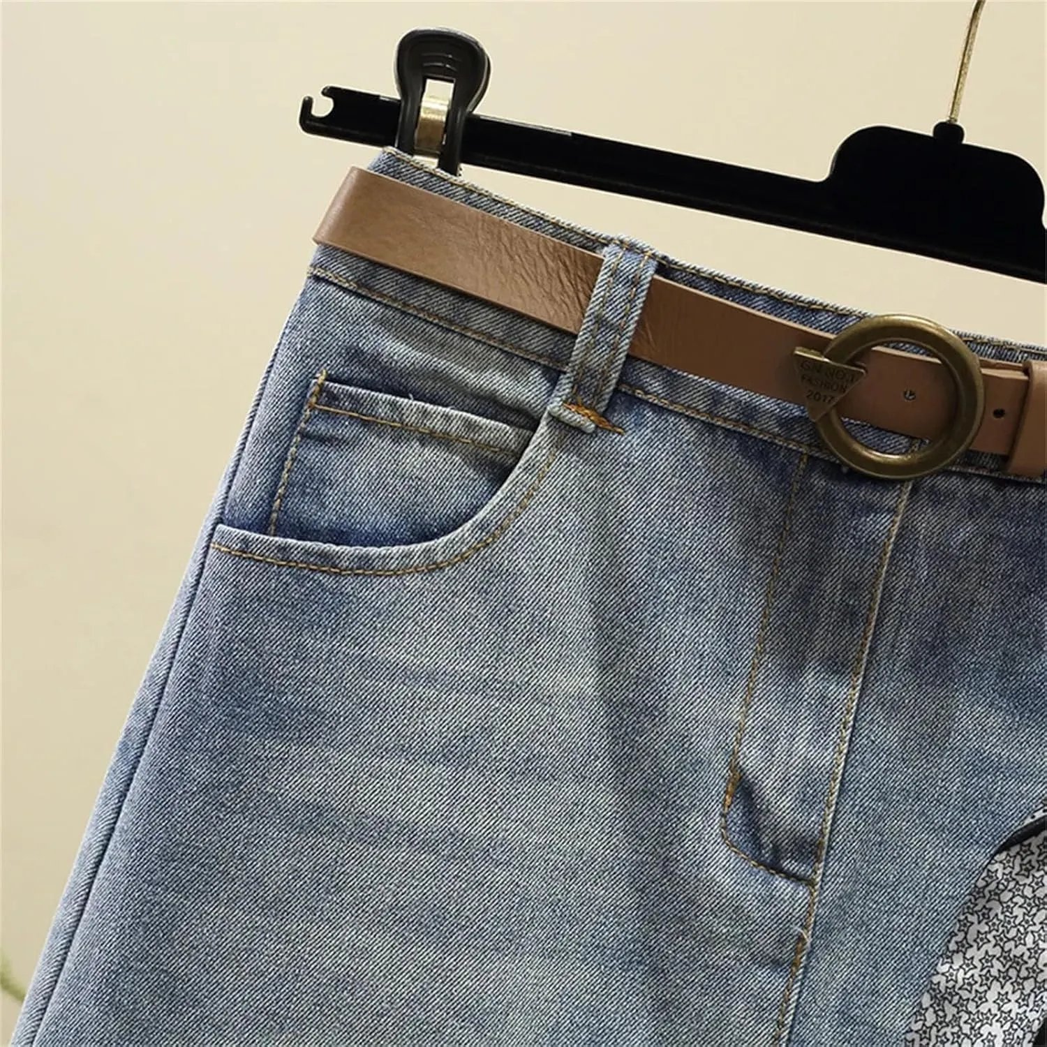 Women's Irregular Raw Edge Jeans Skirt Summer High Waisted A-Line Large Size Denim Skirt