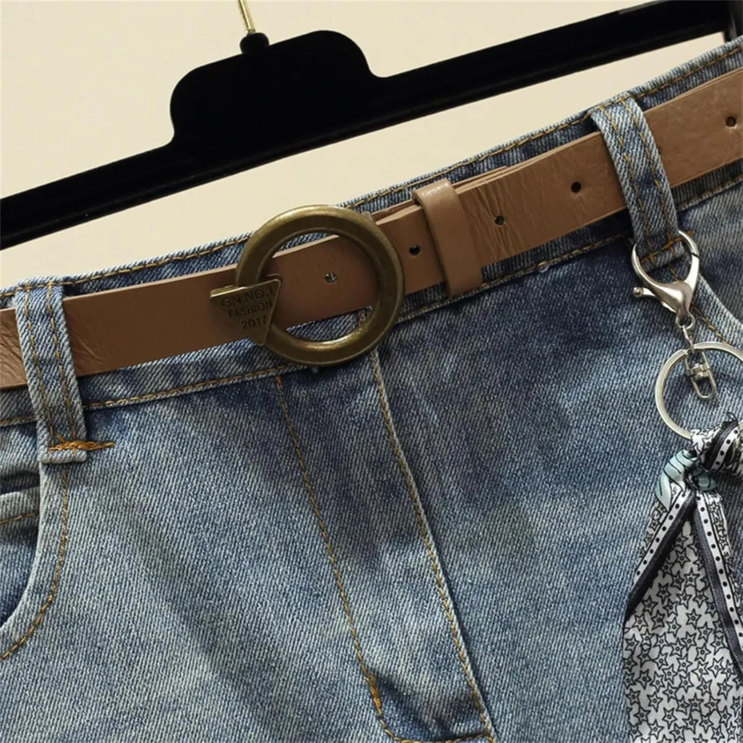 Women's Irregular Raw Edge Jeans Skirt Summer High Waisted A-Line Large Size Denim Skirt