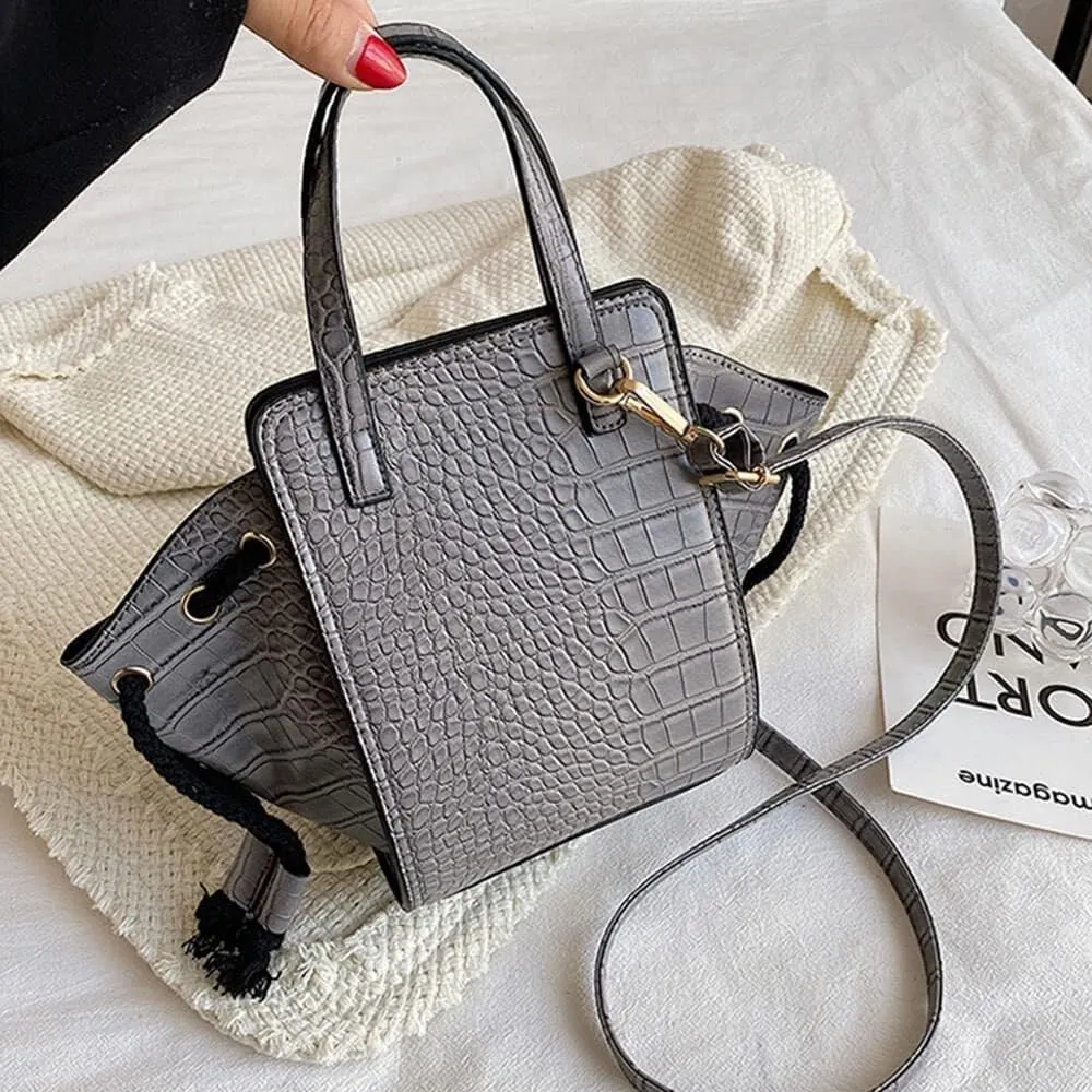 Women's Novelty Handbag 3D Lady Face Design with Crocodile Pattern Leather Funky Tote Crossbody Hobo Purse