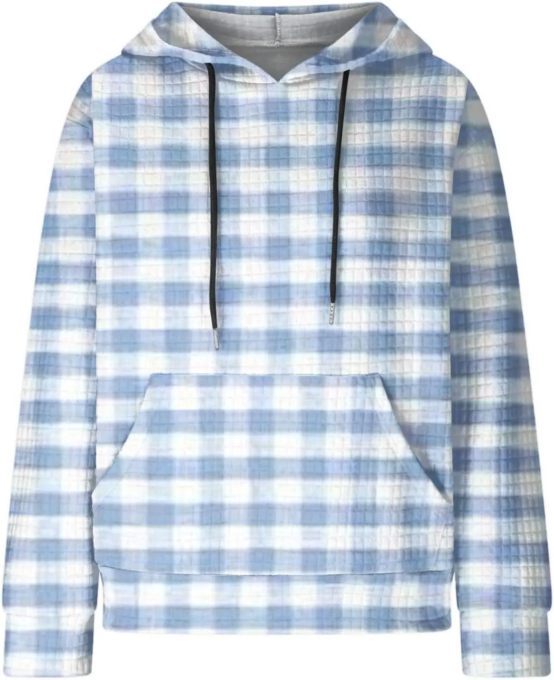 Womens Oversized Crewneck Sweatshirt Hooded Hoodie Long Sleeve Drawstring Waffle Pullover Trendy Shirts With Pocket