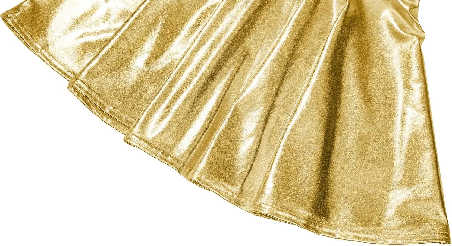 Women's Shiny Metallic Wet Look Stretchy Flared Mini Skater Skirt