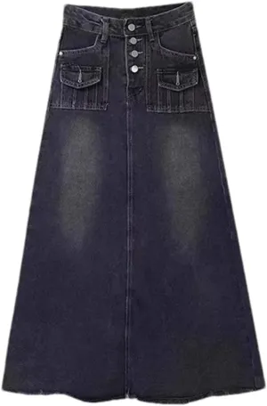 Women's Summer Buttons High-Waisted Denim Skirt Vintage Sexy A- Line Long Jeans Skirts