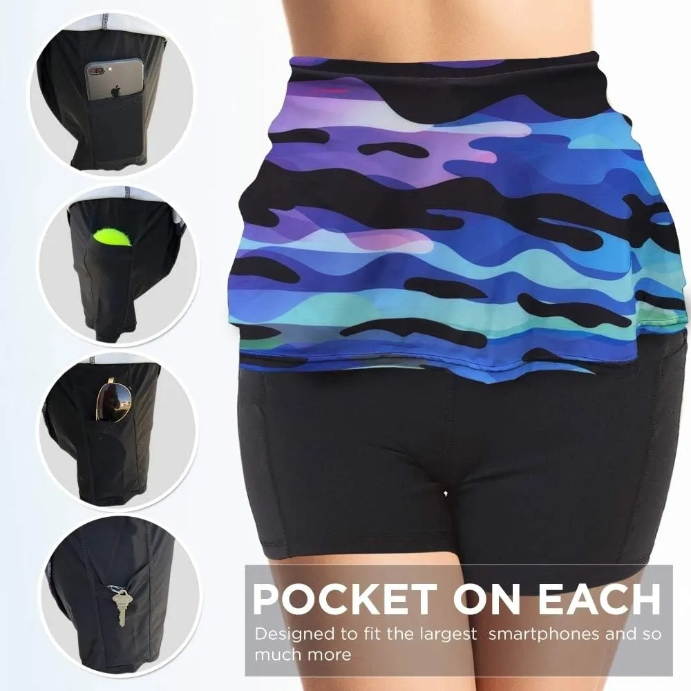 Womens Tennis Golf Skirt Pickleball Athletic Exercise Printed Skorts Short Pocket