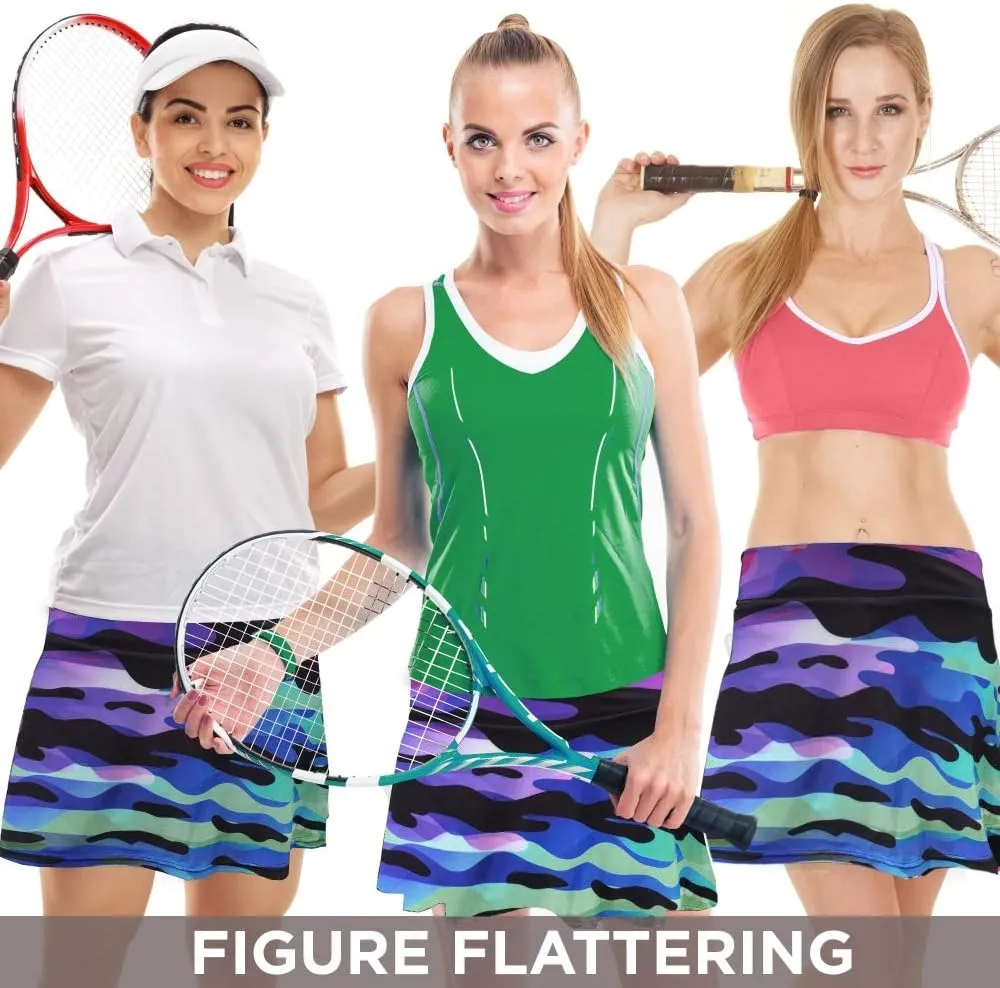 Womens Tennis Golf Skirt Pickleball Athletic Exercise Printed Skorts Short Pocket