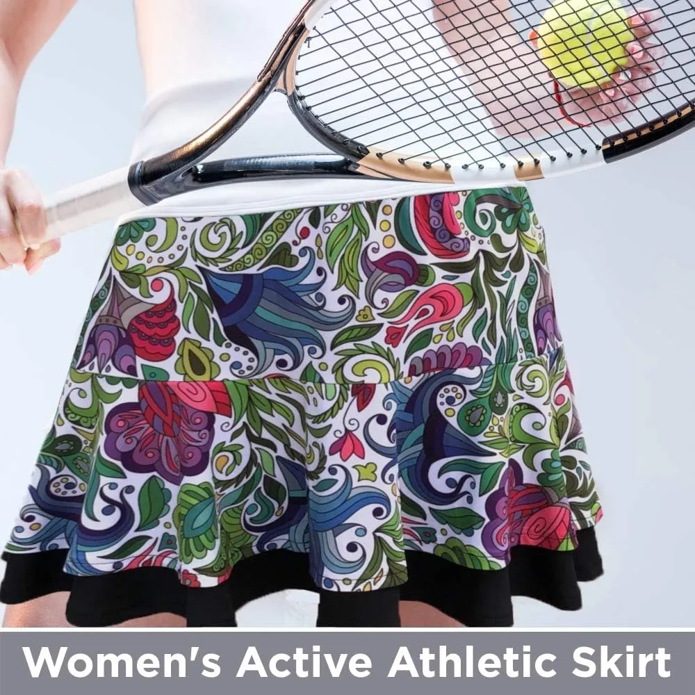 Womens Tennis Golf Skirt Pickleball Athletic Exercise Printed Skorts Short Pocket