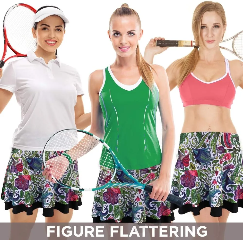 Womens Tennis Golf Skirt Pickleball Athletic Exercise Printed Skorts Short Pocket