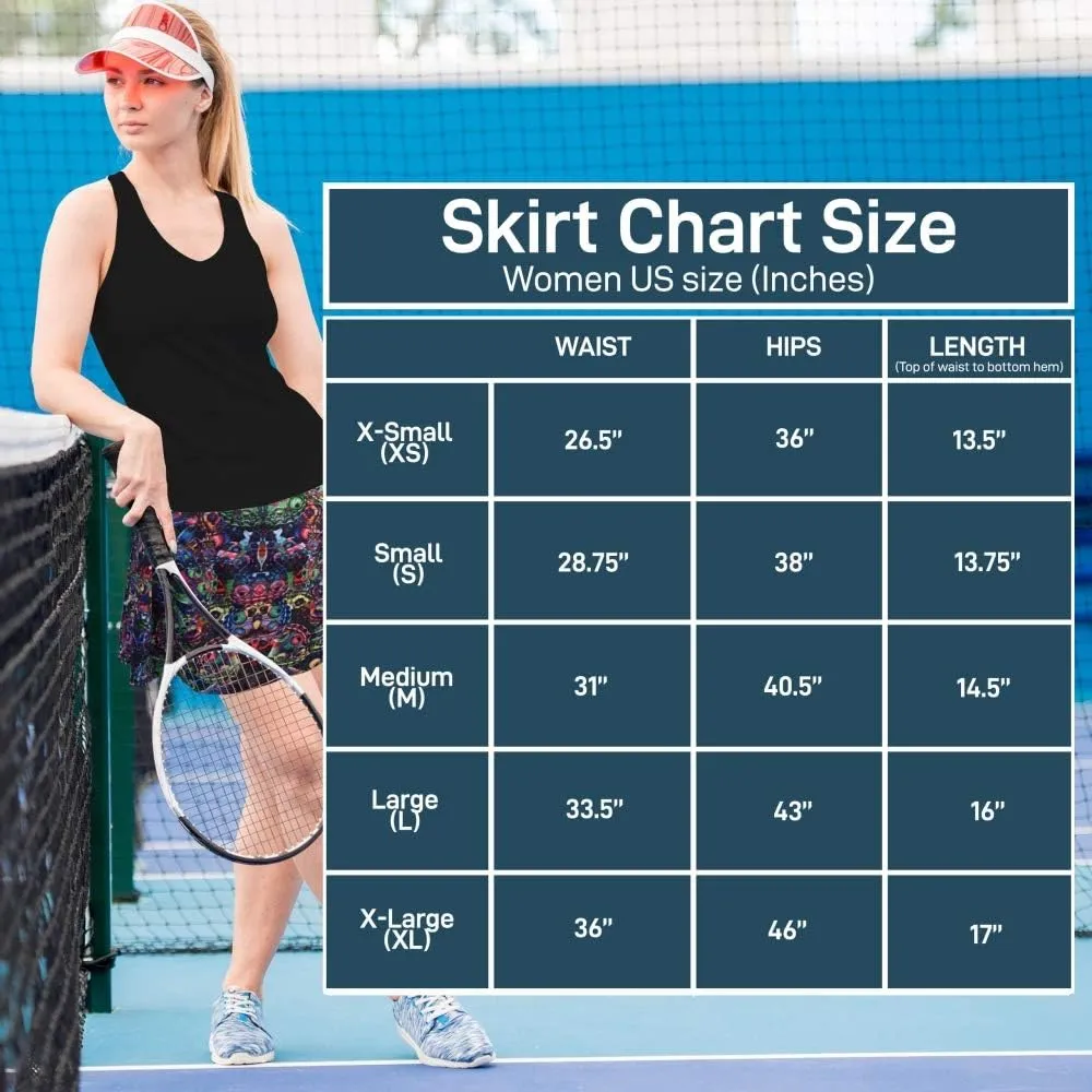 Womens Tennis Golf Skirt Pickleball Athletic Exercise Printed Skorts Short Pocket