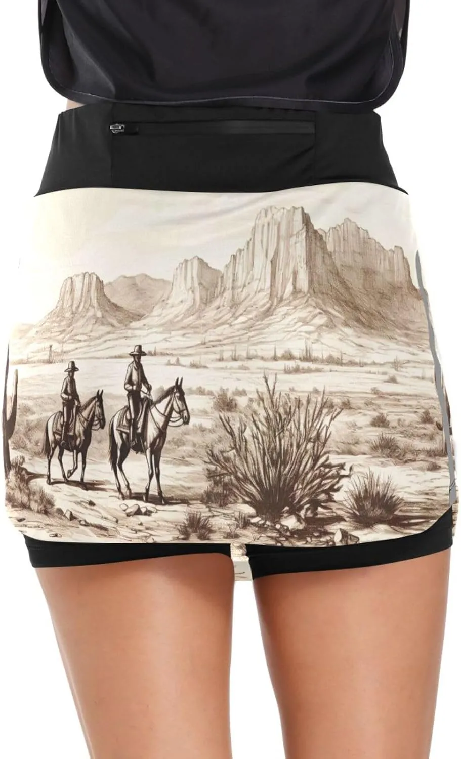 Womens Tennis Skirt High Waisted Workout Casual Golf Skort Western Cowboy Theme Athletic Skirts with Pocket