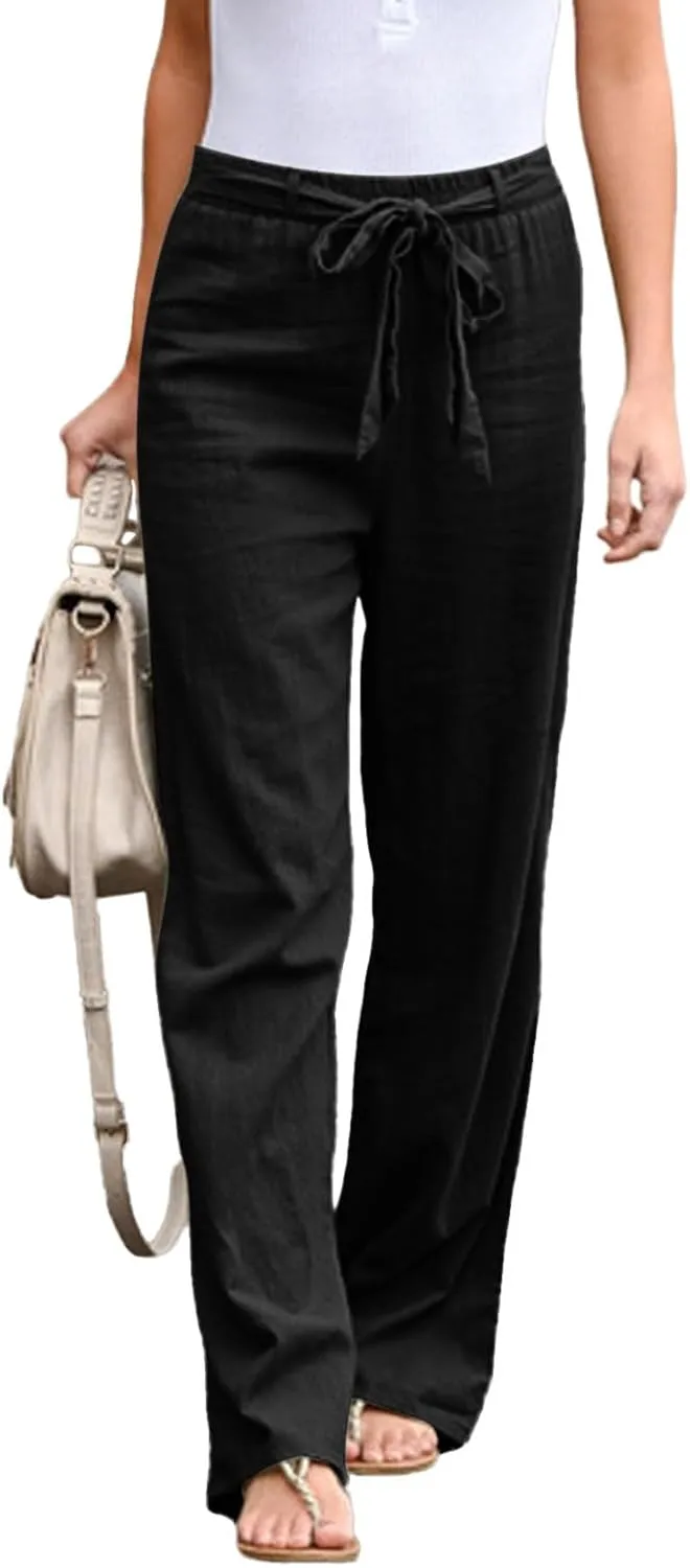 Women's Wide Leg Pants Winter Baggy Sports Capris with Pockets Solid Color Flare Leggings