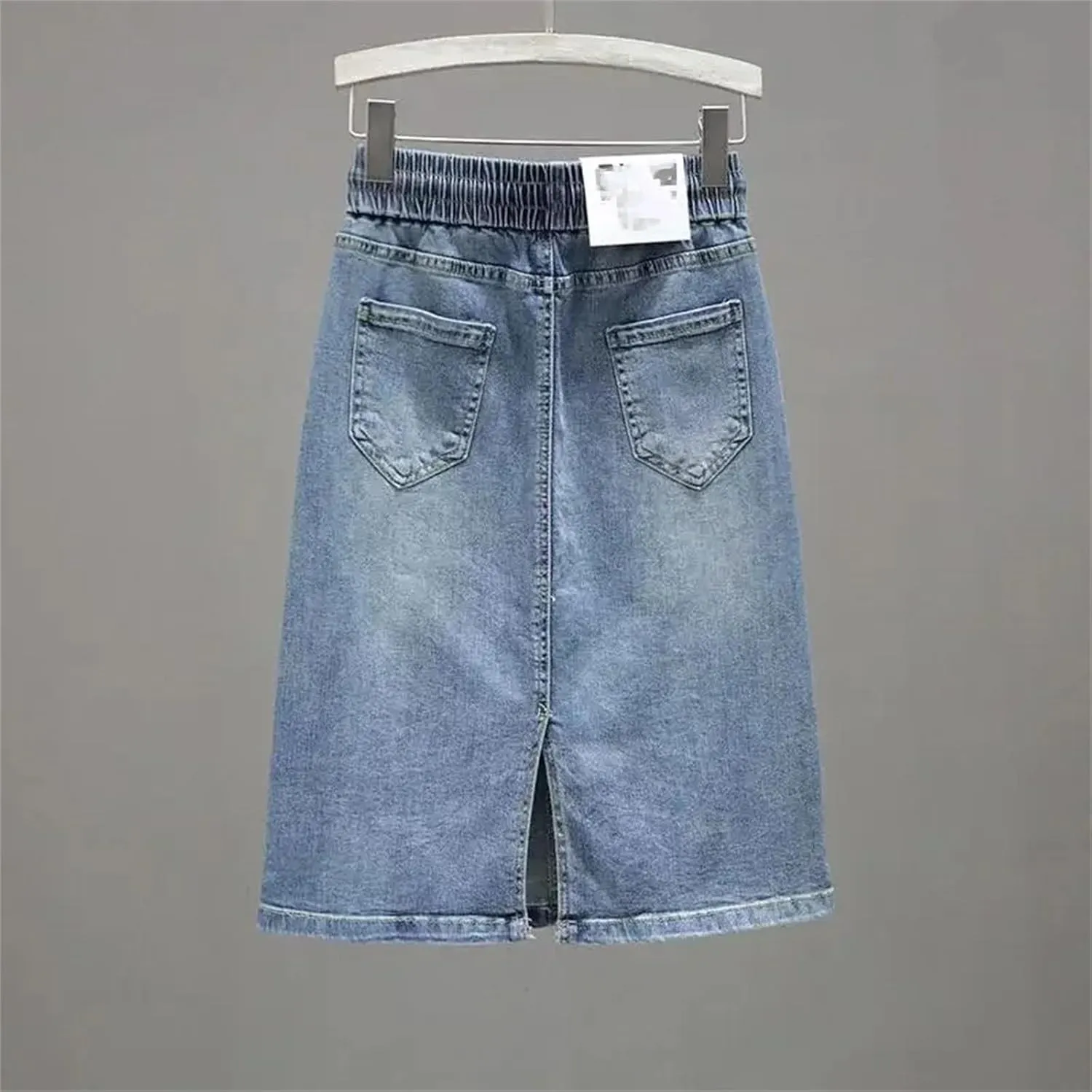 Women's with Slit Denim Skirt Midi to Knees Length Jeans Skirts with Pocket Zipper