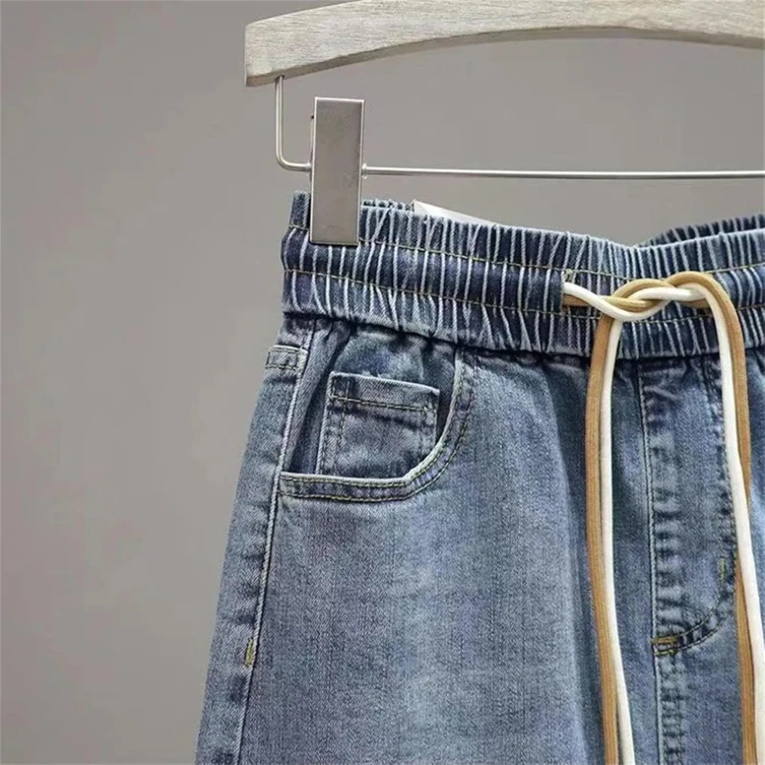 Women's with Slit Denim Skirt Midi to Knees Length Jeans Skirts with Pocket Zipper