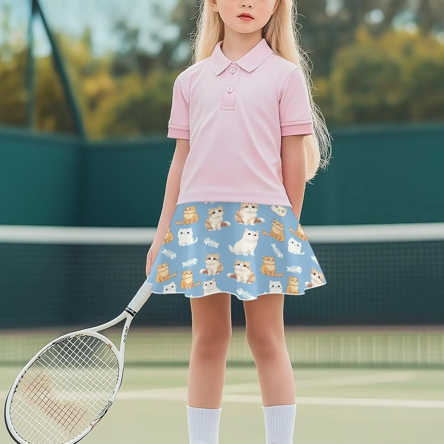 Ystardream Casual Girls' Sport Skirts Tennis Running Skorts with Built-in Shorts 5-14