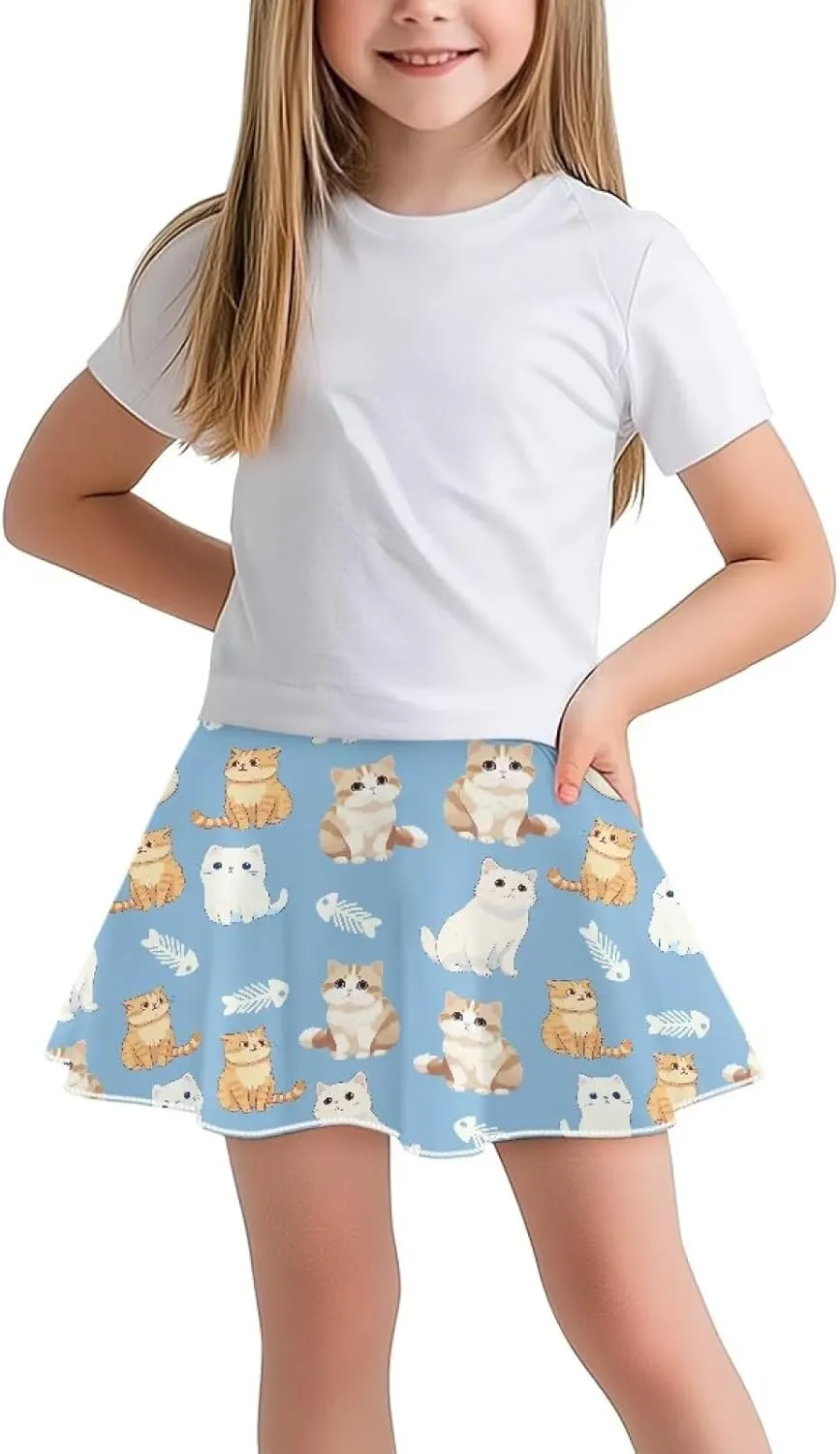 Ystardream Casual Girls' Sport Skirts Tennis Running Skorts with Built-in Shorts 5-14